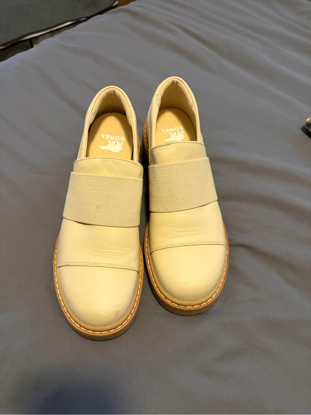 Sorel Cream Leather Slip-On Loafers - Picture 2 of 6